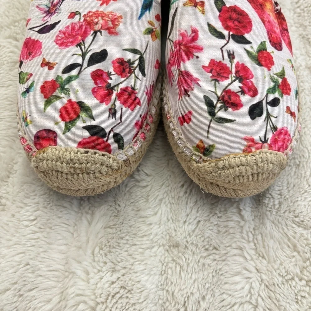 Rampage Women's Floral Bird Print Espadrilles Loafers Pink and Blue Size 9